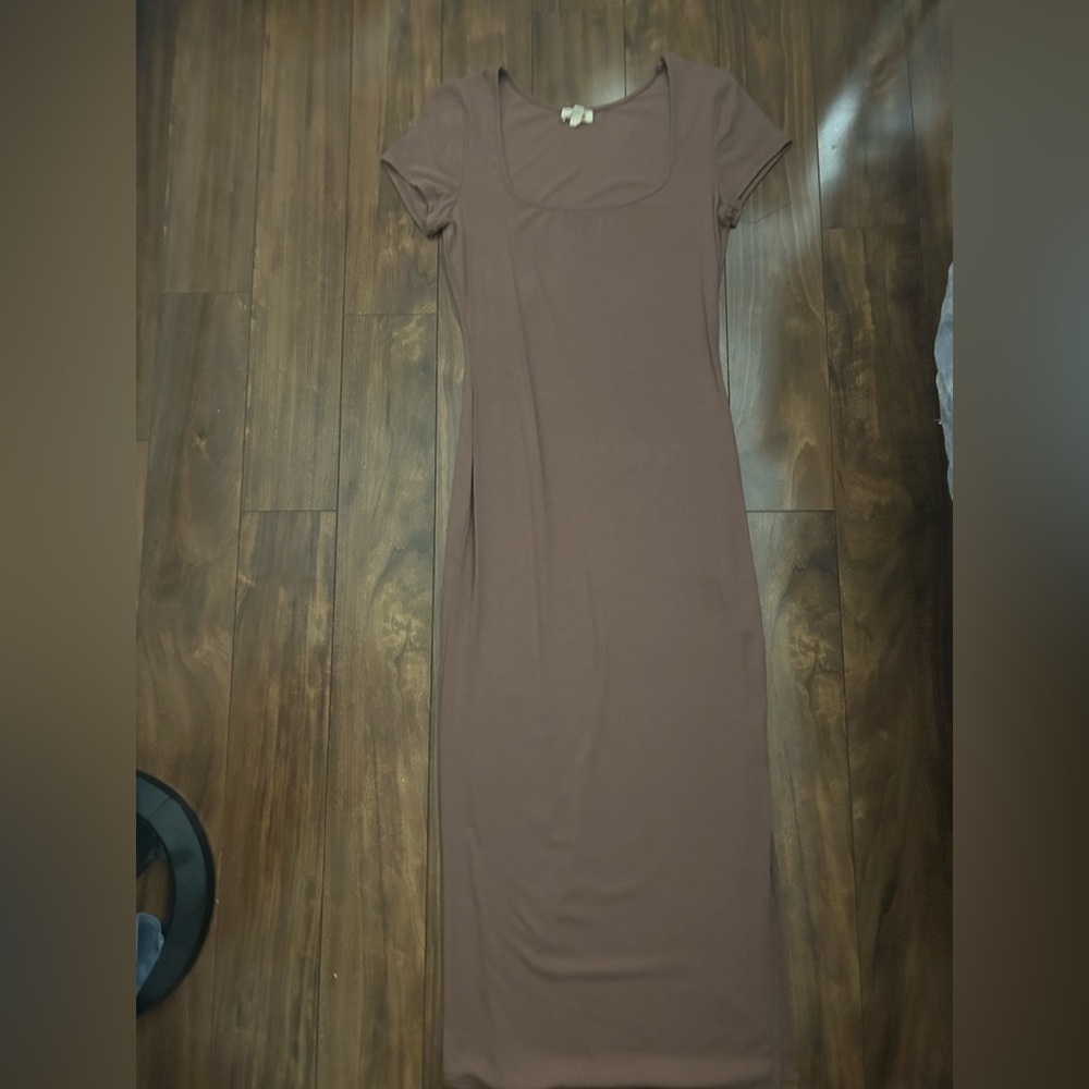 Women's Brown Short-Sleeve Bodycon Dress